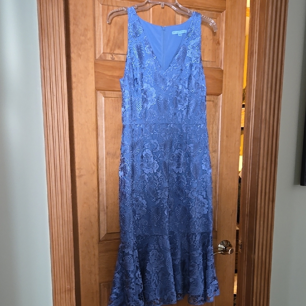 ANTONIO MELANI Blue Halter Sheath Midi Dress
